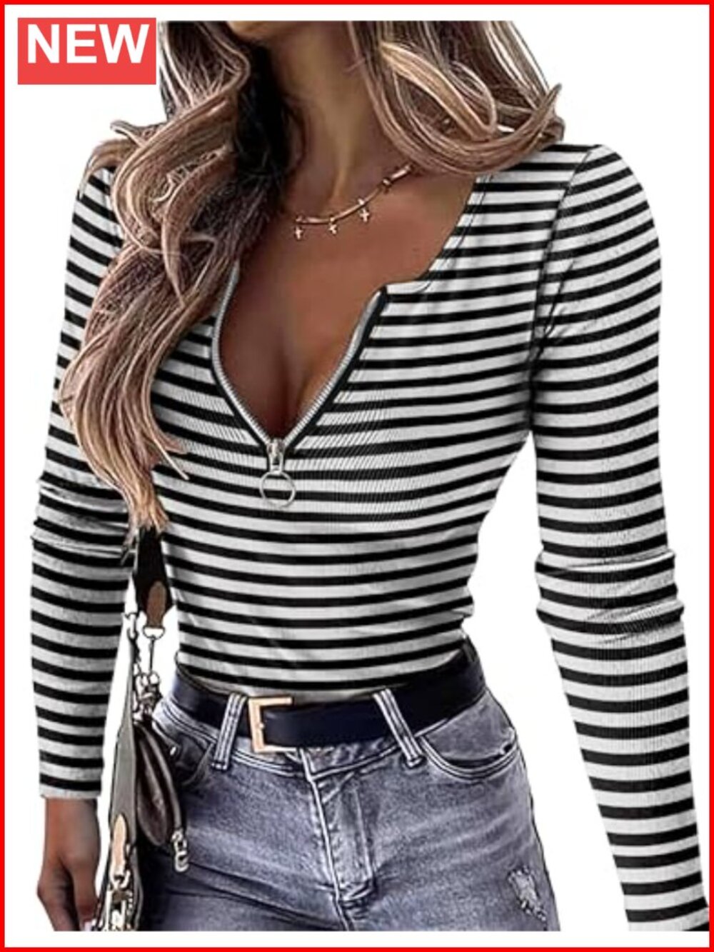 Womens Ribbed Henley Top Long Sleeve Half Zip V Neck Slim Fit Blouse